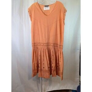 Leluxe 1920's Reproduction Gatsby Lawn Dress Drop Waist Peach Tea Cotton (C05)